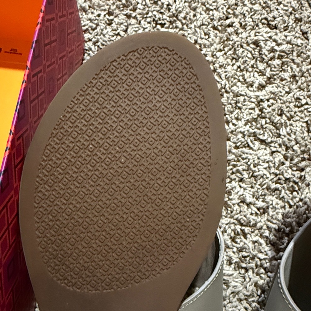 Tory Burch Metallic Gray Slides - Picture 5 of 7